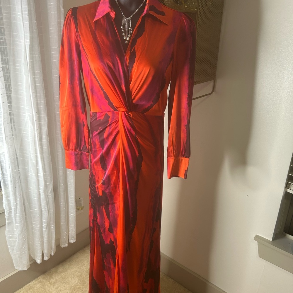 Fashion Nova Vibrant Red and Black Long Sleeve Dress